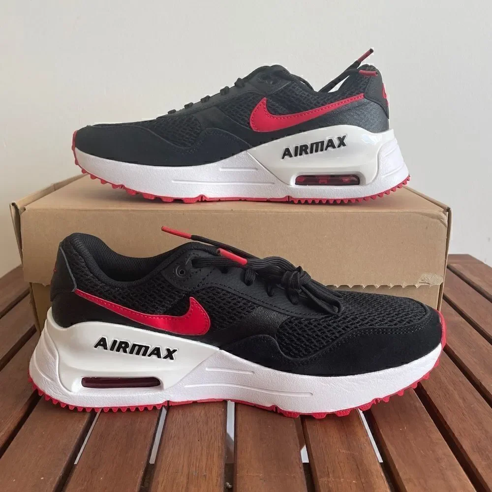 Nike Air Max System Black University Red Women Size 9 Men Size 7.5 (DM9537-005)